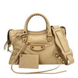 BALENCIAGA Metallic City Giant Leather Shoulder Handbag AO